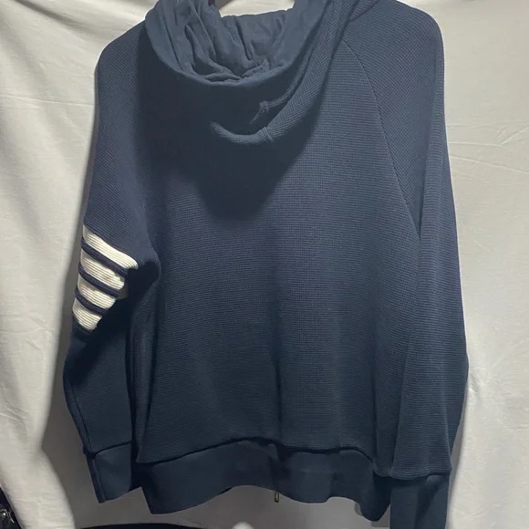 Thom Browne Dark Blue Hoodie with White Stripes - Picture 5 of 8